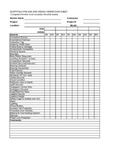 Daily Scaffold Inspection Form