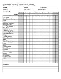 S1-Welding Equipment Daily Inspection – M.J. Dixon Construction Limited